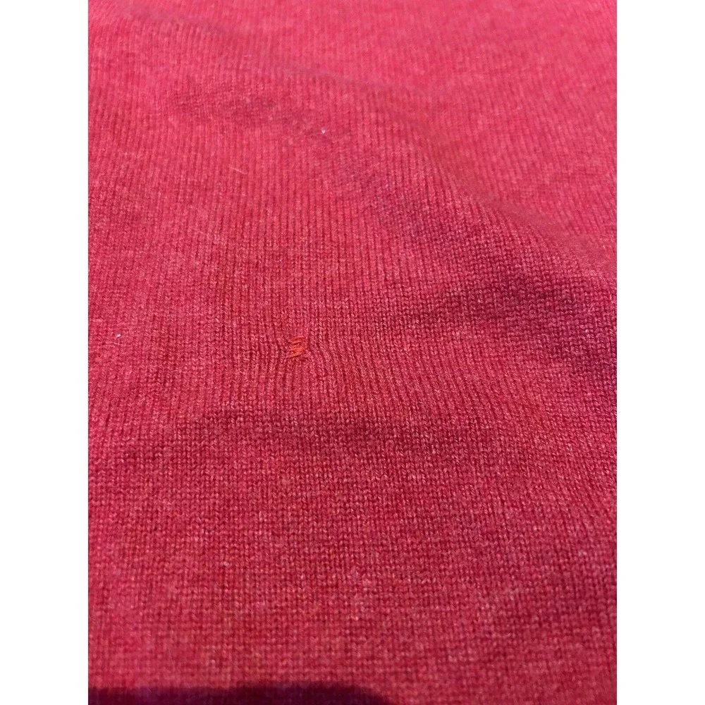 Lands' End Mens Large L Solid Red 100% Cashmere Sweater Vest  V Neck READ‎